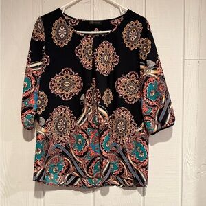 KLD Signature Elegant Black and Multicolor Women's Top